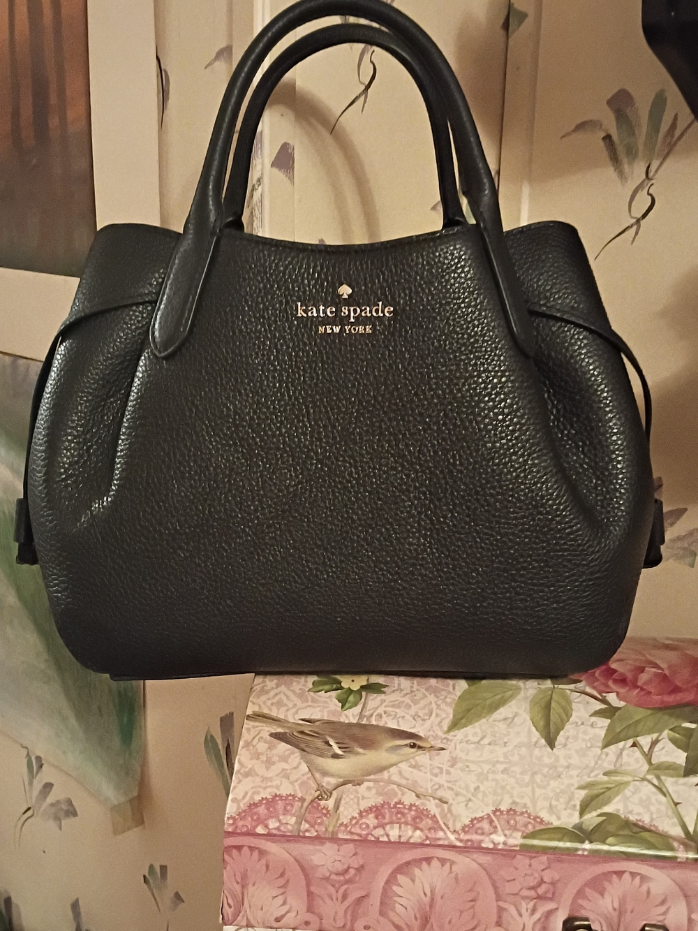 Kate Spade Dumpling Satchel in black pebbled leather